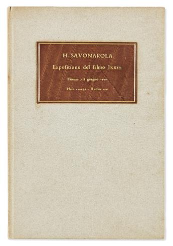 Savonarola, Girolamo (1452-1498) Expositio in Psalmum LXXIX (80) Qui Regis Israel [Italian].